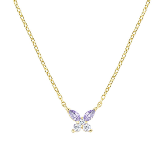 Collana Petali Lilla Dorata in Argento
