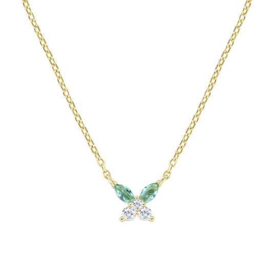 Collana Petali Verde Acqua Dorata in Argento