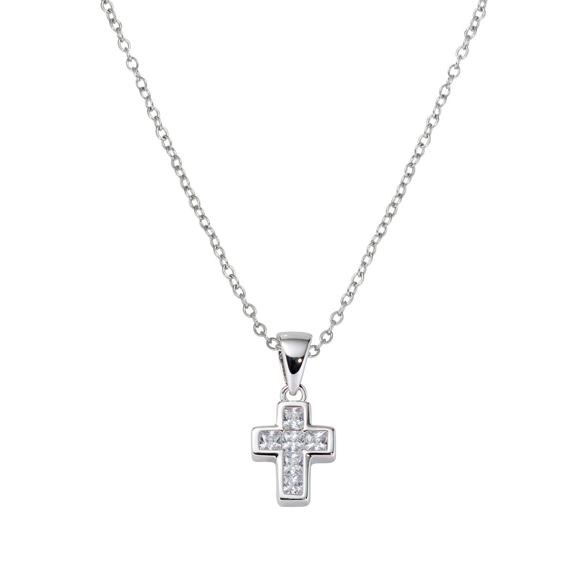 Collana Mini Croce con Zirconi Bianchi