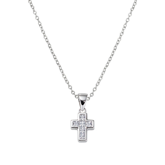 Collana Mini Croce con Zirconi Bianchi