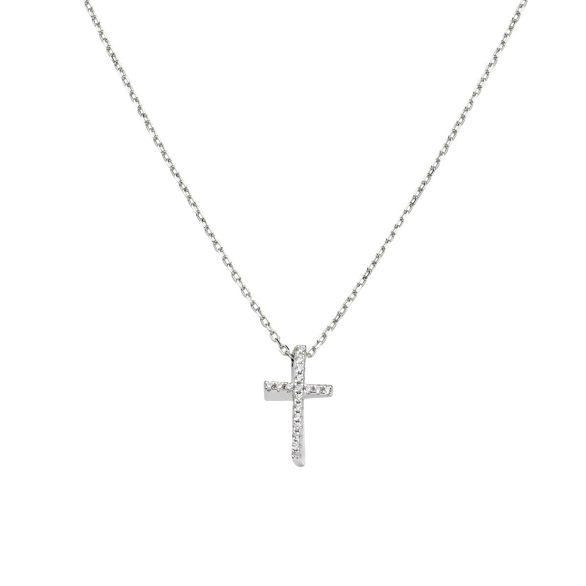 Collana Croce Lunga con Zirconi Bianchi