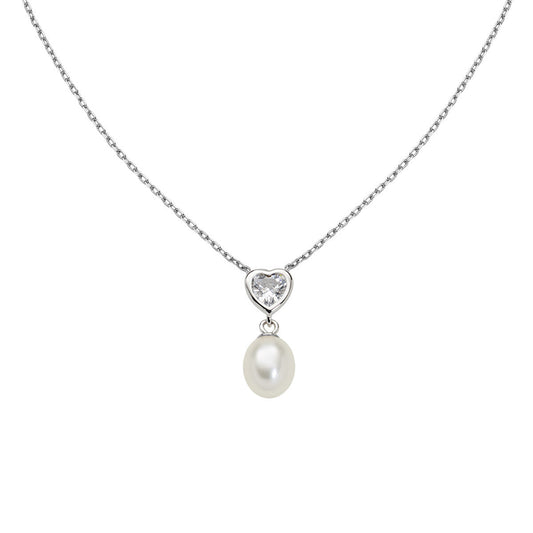 Collana Cuore con Perla e Zirconi