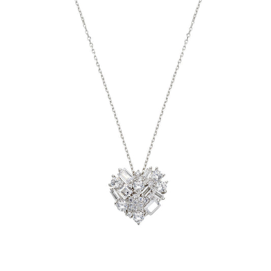 Collana Cuore con Cluster di Zirconi Bianchi