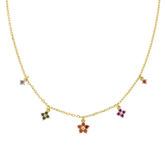 Collana Primula Arancione Dorata in Argento