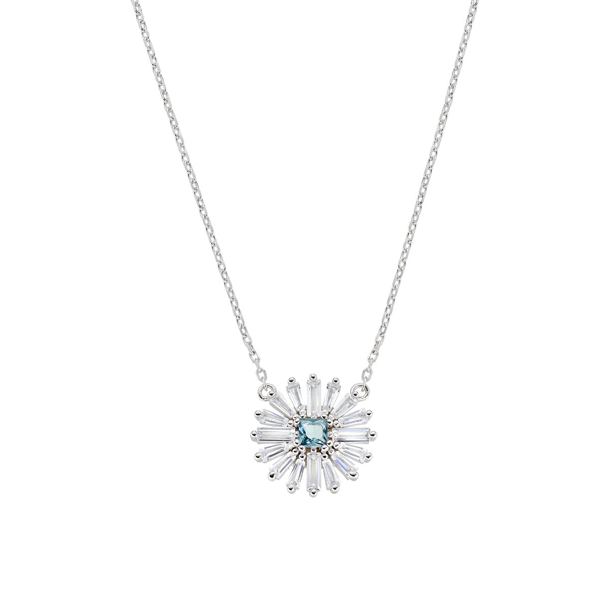 Collana Margherite con Centrale Blu London in Argento