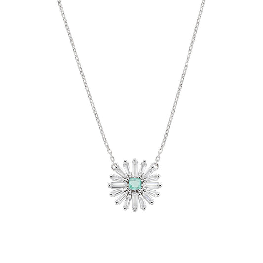 Collana Margherite con Centrale Verde Acqua in Argento