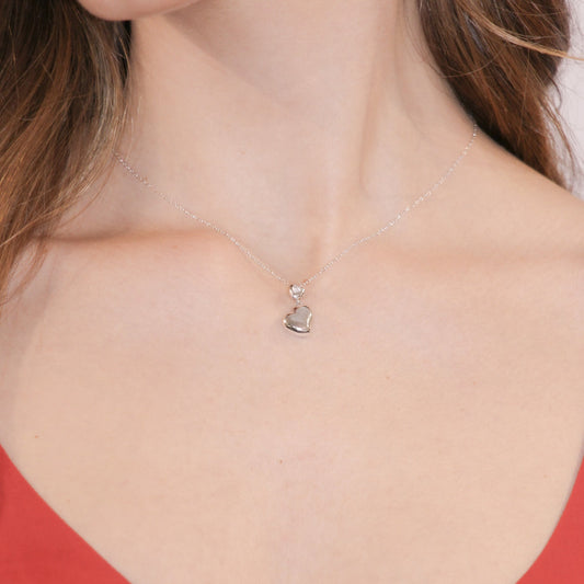 Collana Cuori Gemelli con Zircone in Argento