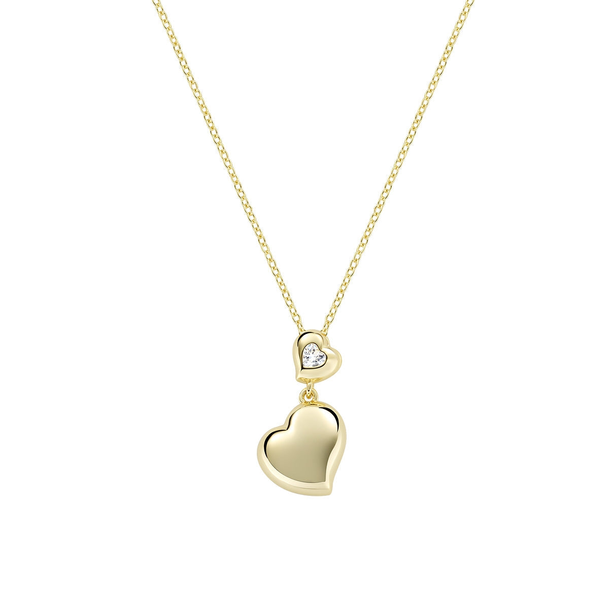 Collana Cuori Gemelli con Zircone in Argento  Dorato
