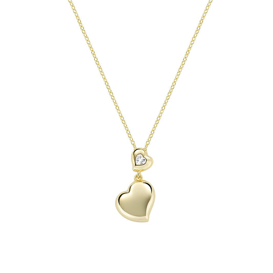 Collana Cuori Gemelli con Zircone in Argento  Dorato