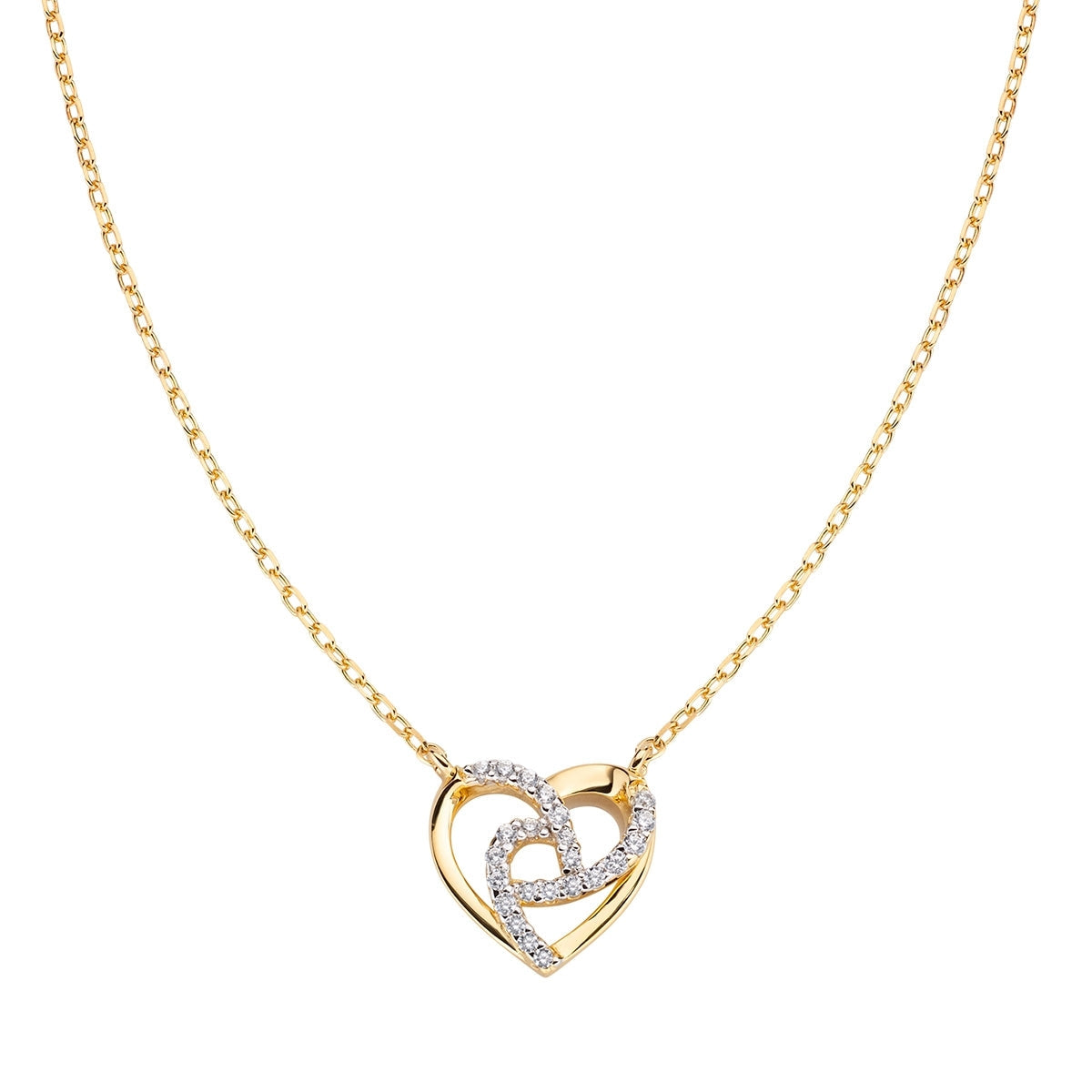 Collana "Cuore" in Argento Dorato con Zirconi