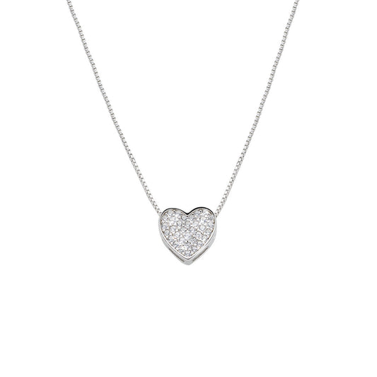 Collana Cuore Luminoso Pavé in Argento