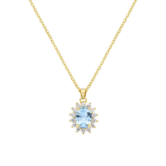 Collana Royal Lady Zircone Acquamarina Dorata in Argento