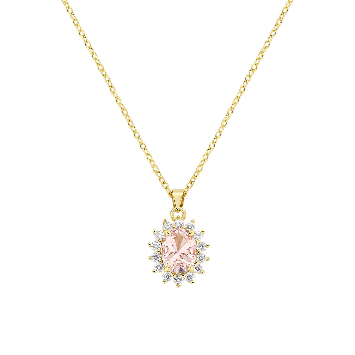 Collana Royal Lady Zircone Morganite Dorata in Argento