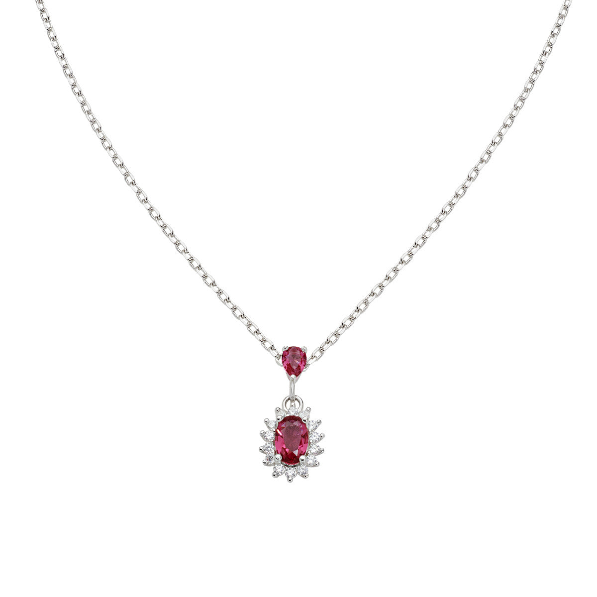 Collana Mini Royal Lady con Zircone Rosso Ciliegia