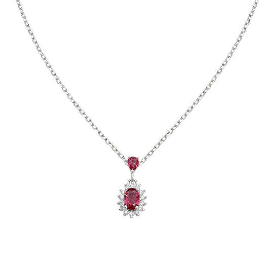 Collana Mini Royal Lady con Zircone Rosso Ciliegia