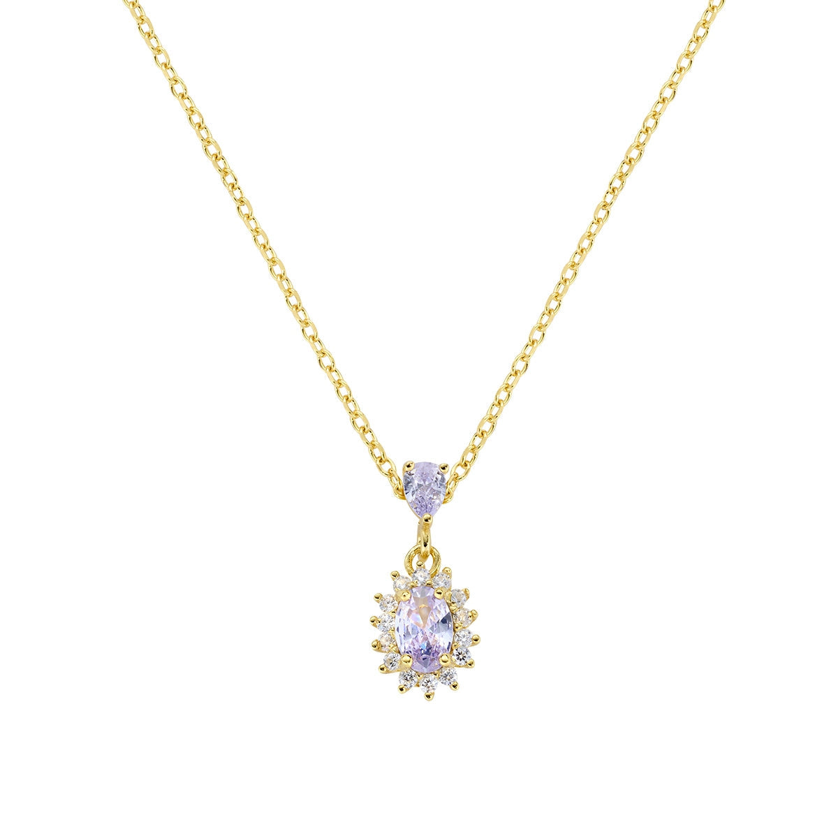 Collana Mini Royal Lady Dorata con Zircone Lilla in Argento