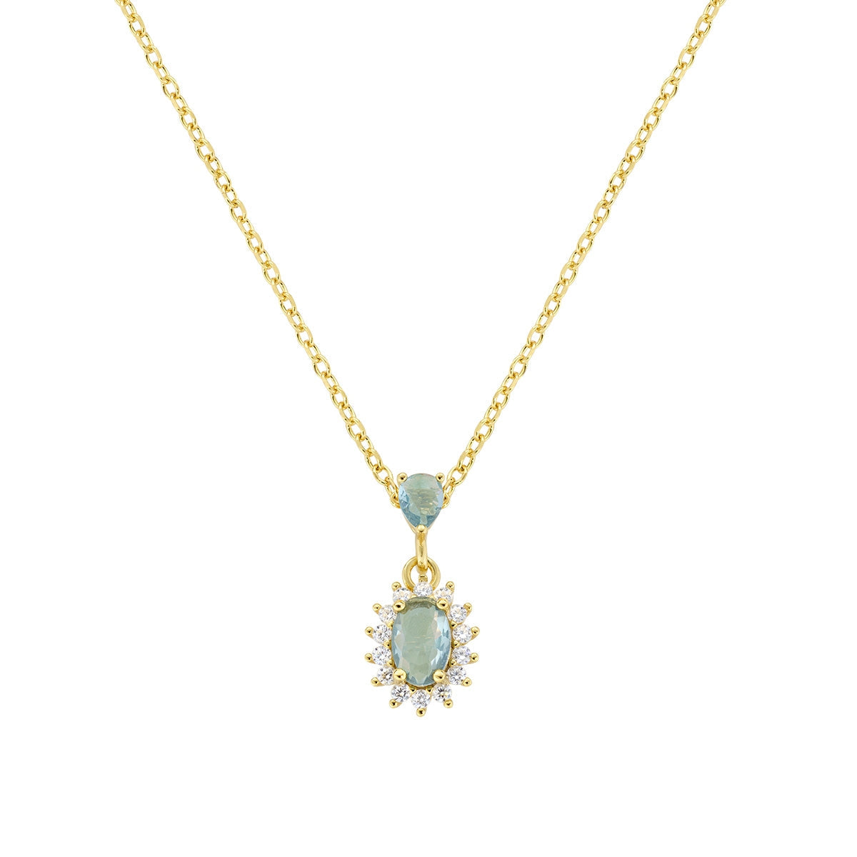 Collana Mini Royal Lady Dorata con Zircone Blu London in Argento