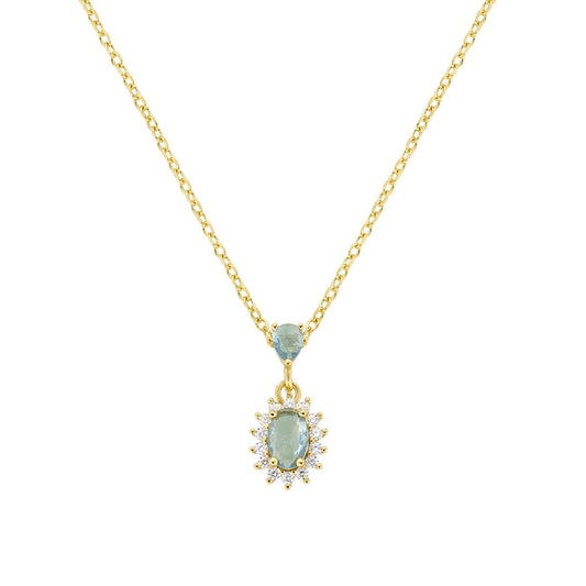 Collana Mini Royal Lady Dorata con Zircone Blu London in Argento
