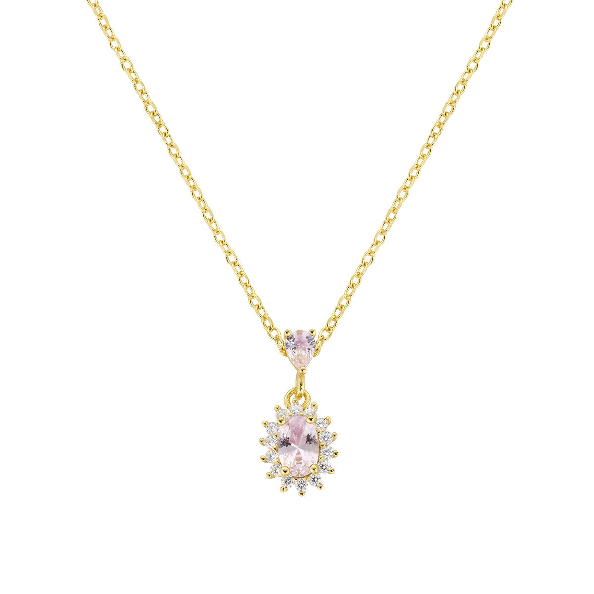 Collana Mini Royal Lady Dorata con Zircone Morganite in Argento