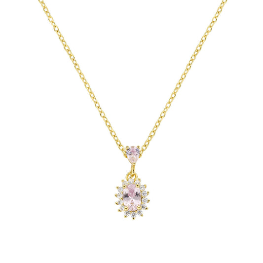 Collana Mini Royal Lady Dorata con Zircone Morganite in Argento