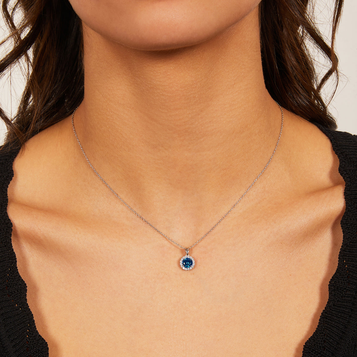 Collana Diamond con Zircone tondo Blu