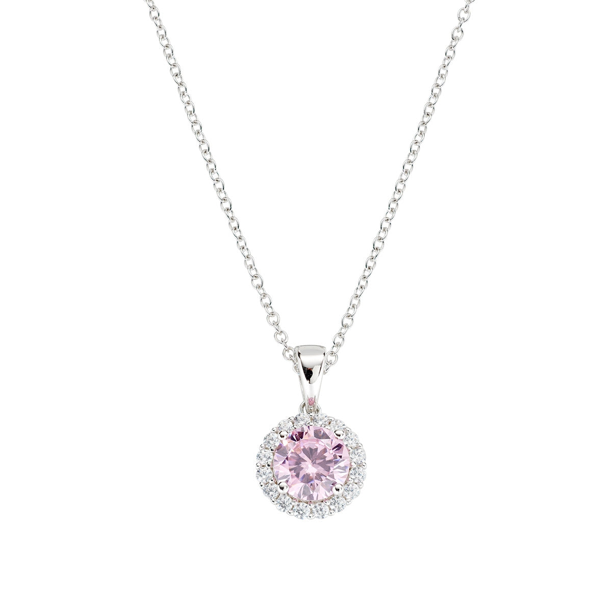 Collana Diamond con Zircone tondo Rosa
