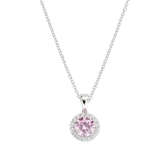 Collana Diamond con Zircone tondo Rosa