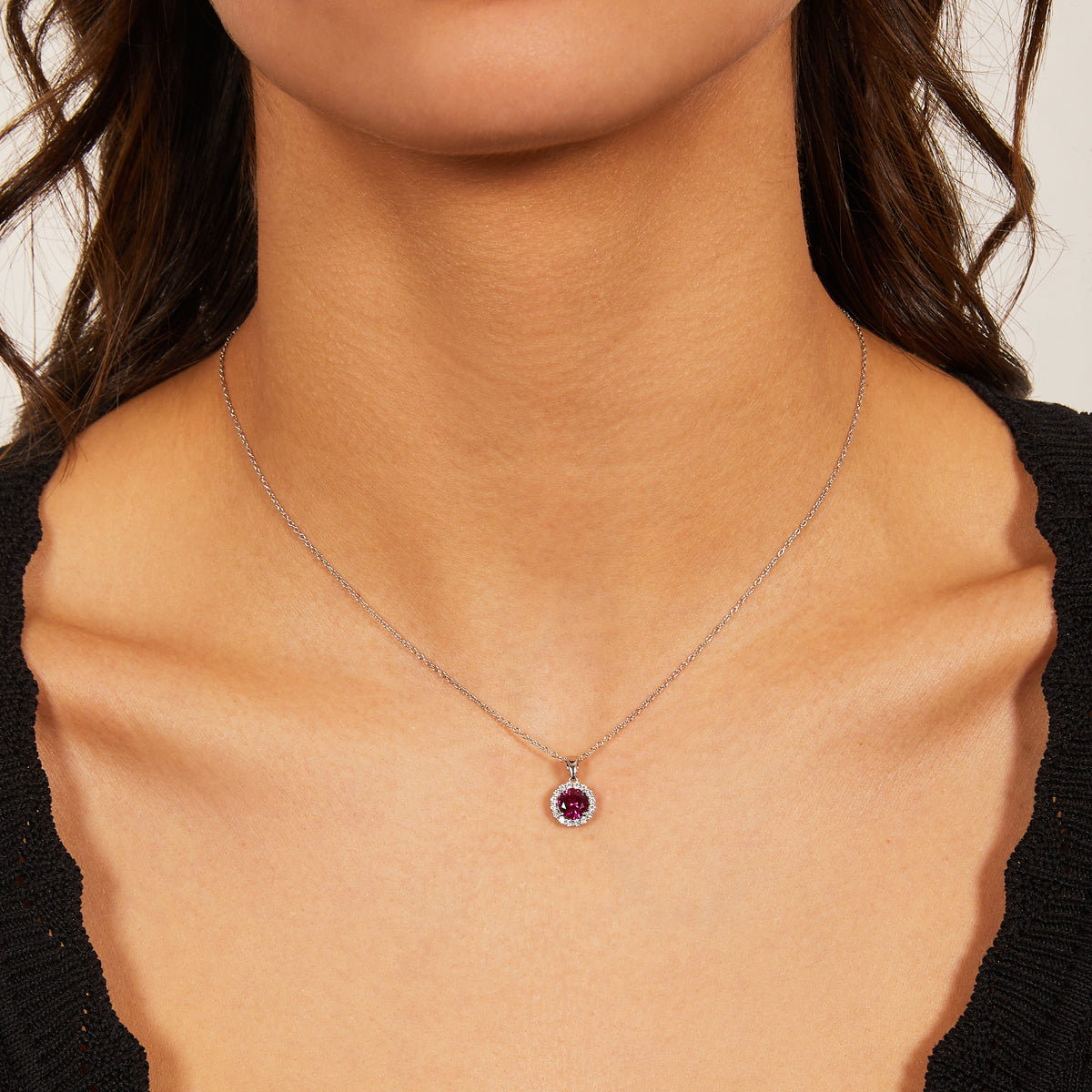 Collana Diamond con Zircone tondo Rubino
