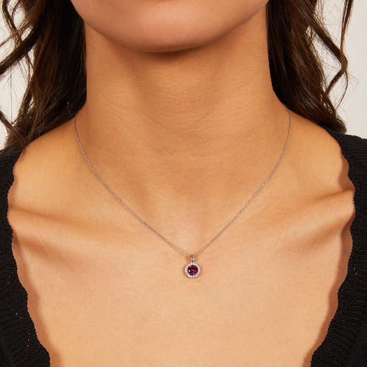 Collana Diamond con Zircone tondo Rubino