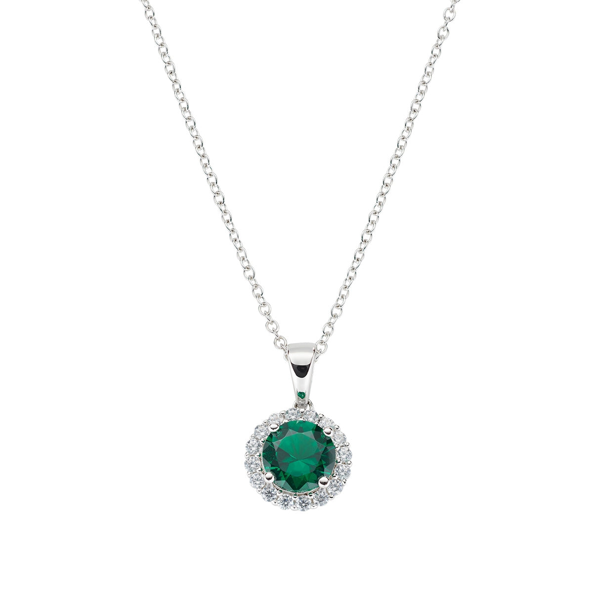 Collana Diamond con Zircone tondo Verde