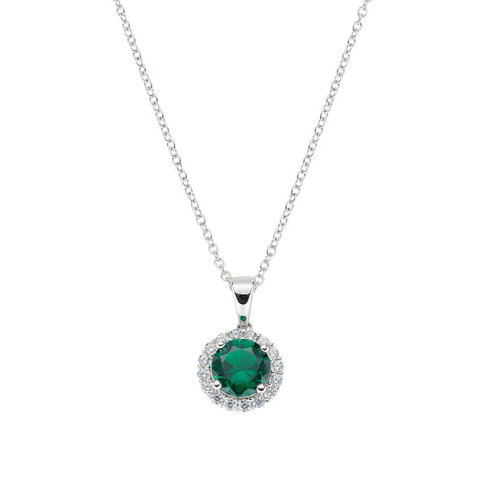 Collana Diamond con Zircone tondo Verde