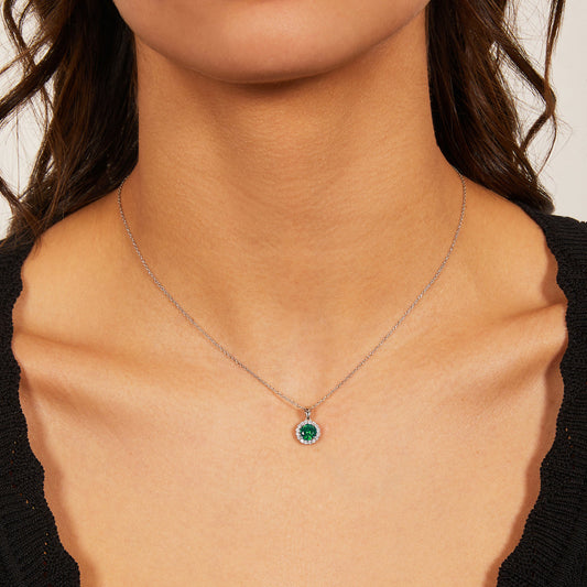 Collana Diamond con Zircone tondo Verde