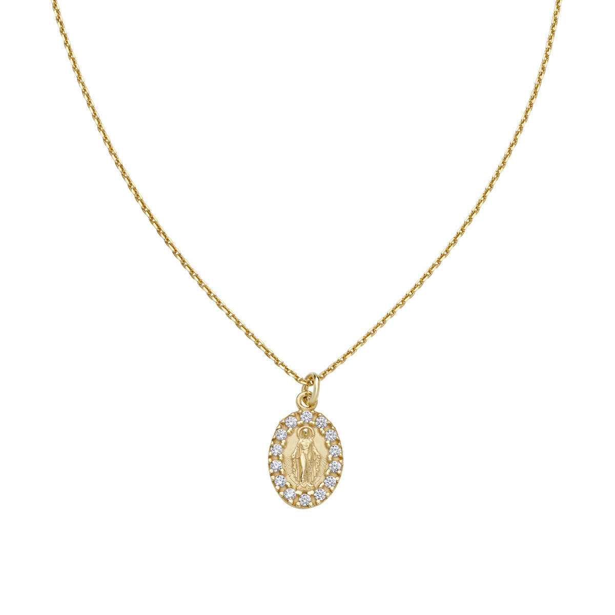 Collana Mini Madonna Miracolosa con Zirconi Dorata