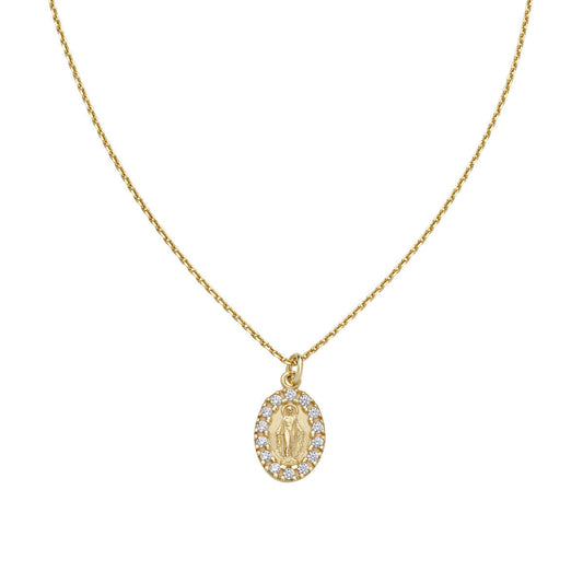 Collana Mini Madonna Miracolosa con Zirconi Dorata