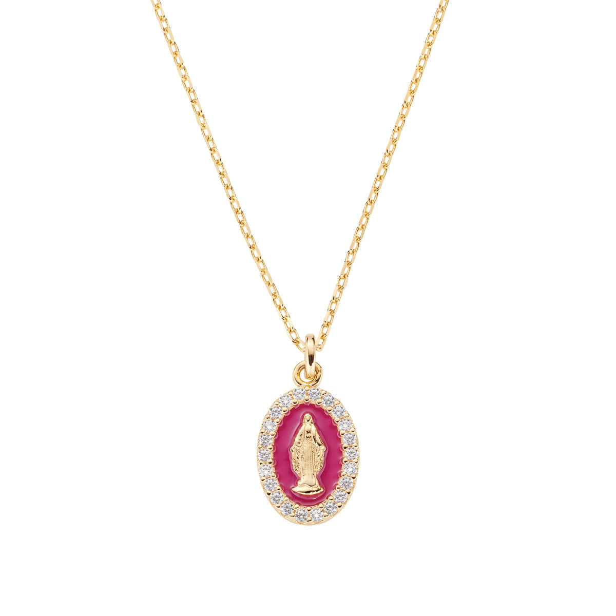 Collana mini Medaglia Miracolosa smaltata Bordeaux