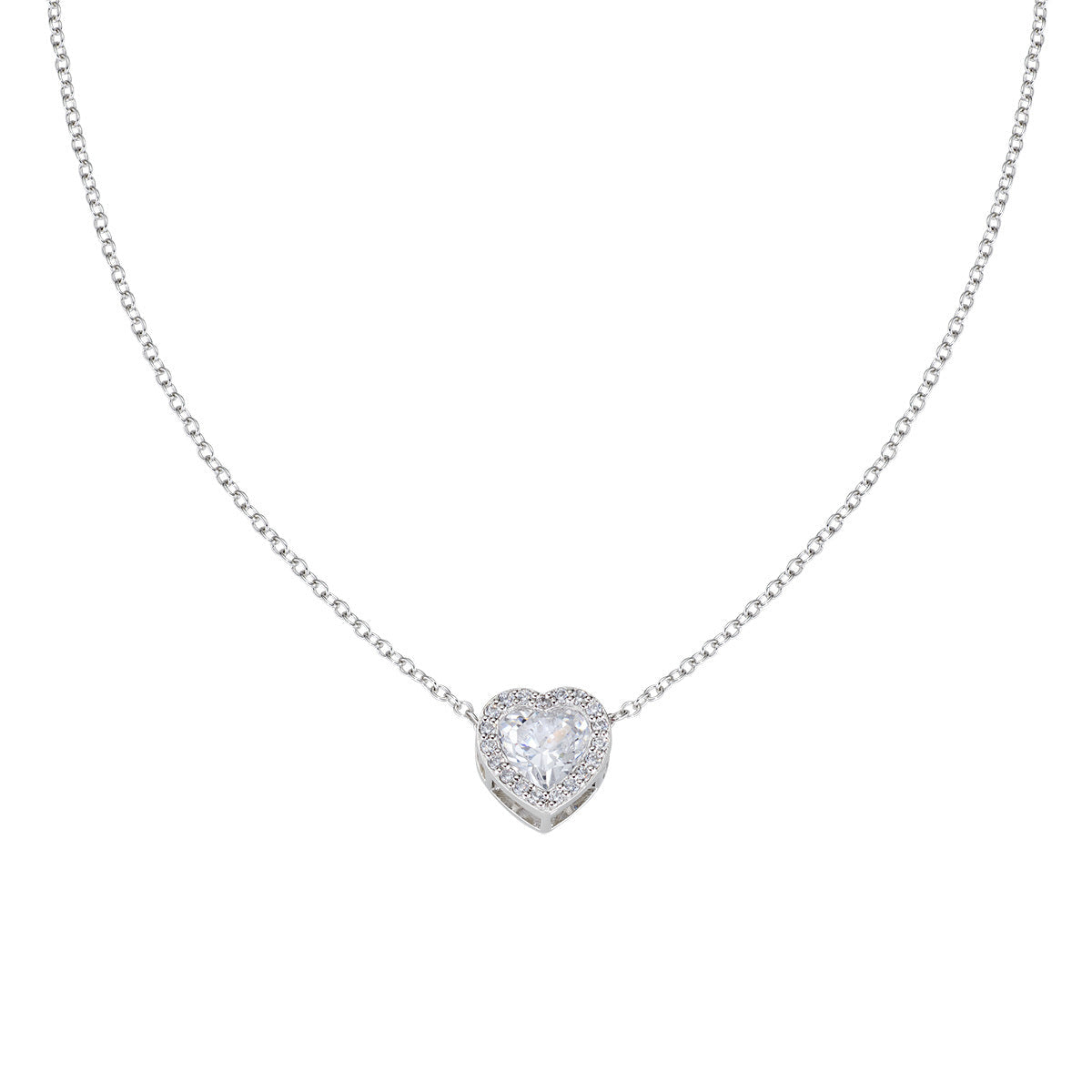 Collana con Cuore di Zircone Bianco