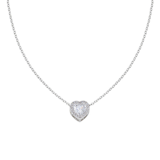 Collana con Cuore di Zircone Bianco