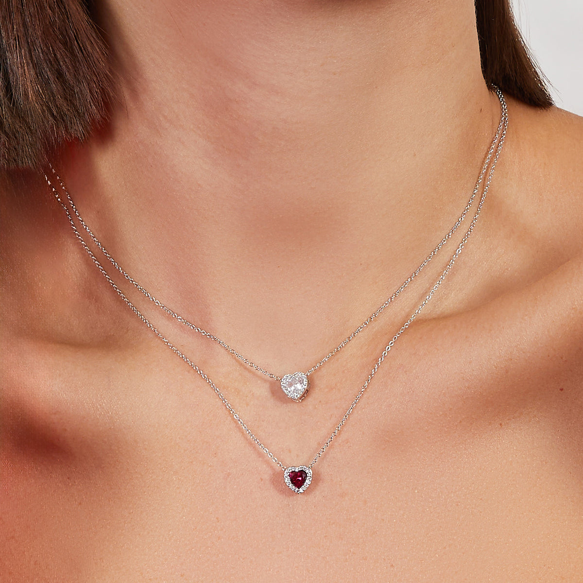 Collana con Cuore di Zircone Bianco