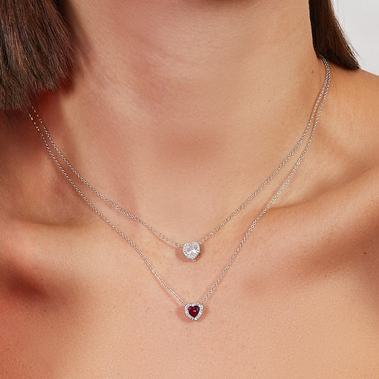 Collana con Cuore di Zircone Bianco