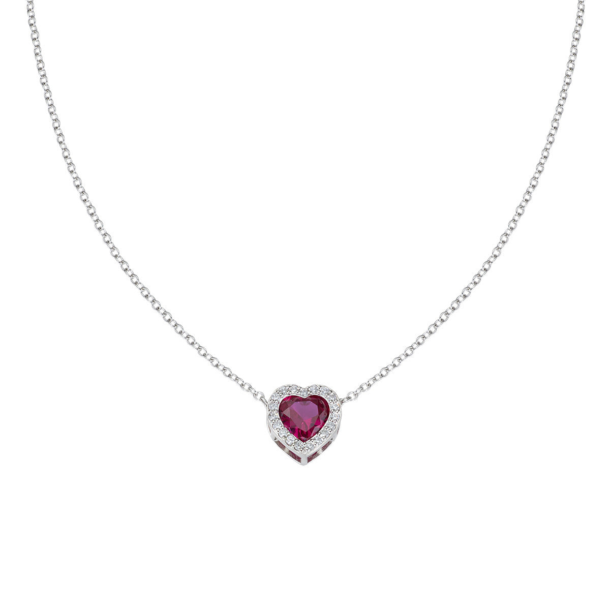 Collana con Cuore di Zircone Rubino