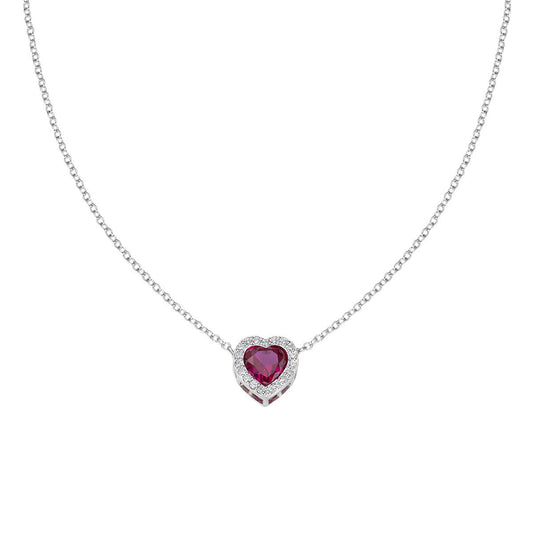 Collana con Cuore di Zircone Rubino
