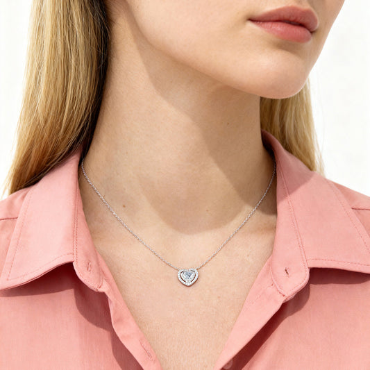 Collana Batticuore con Zircone Bianco in Argento
