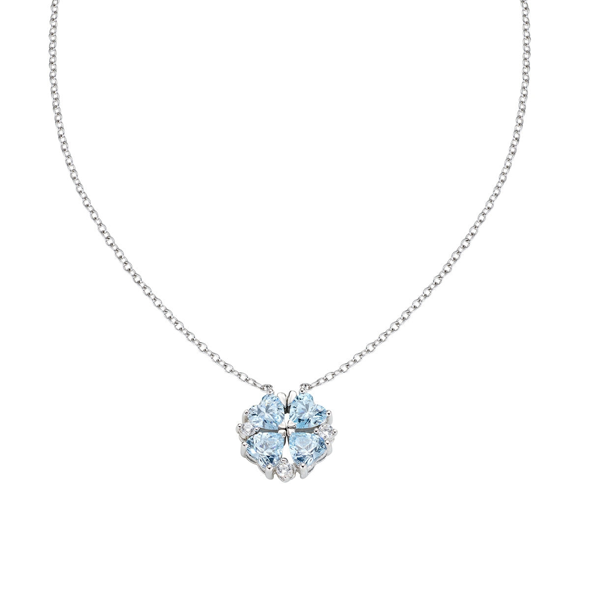 Collana Quadricuore Magnetico Acquamarina