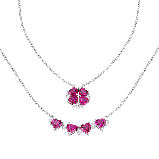 Collana Quadricuore Magnetico Rosso