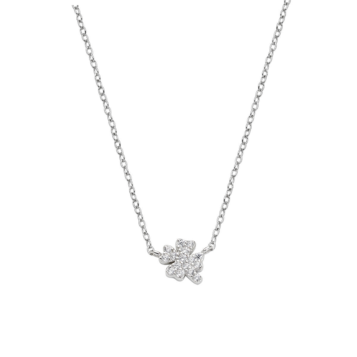 Collana Mini Quadrifoglio Pavé