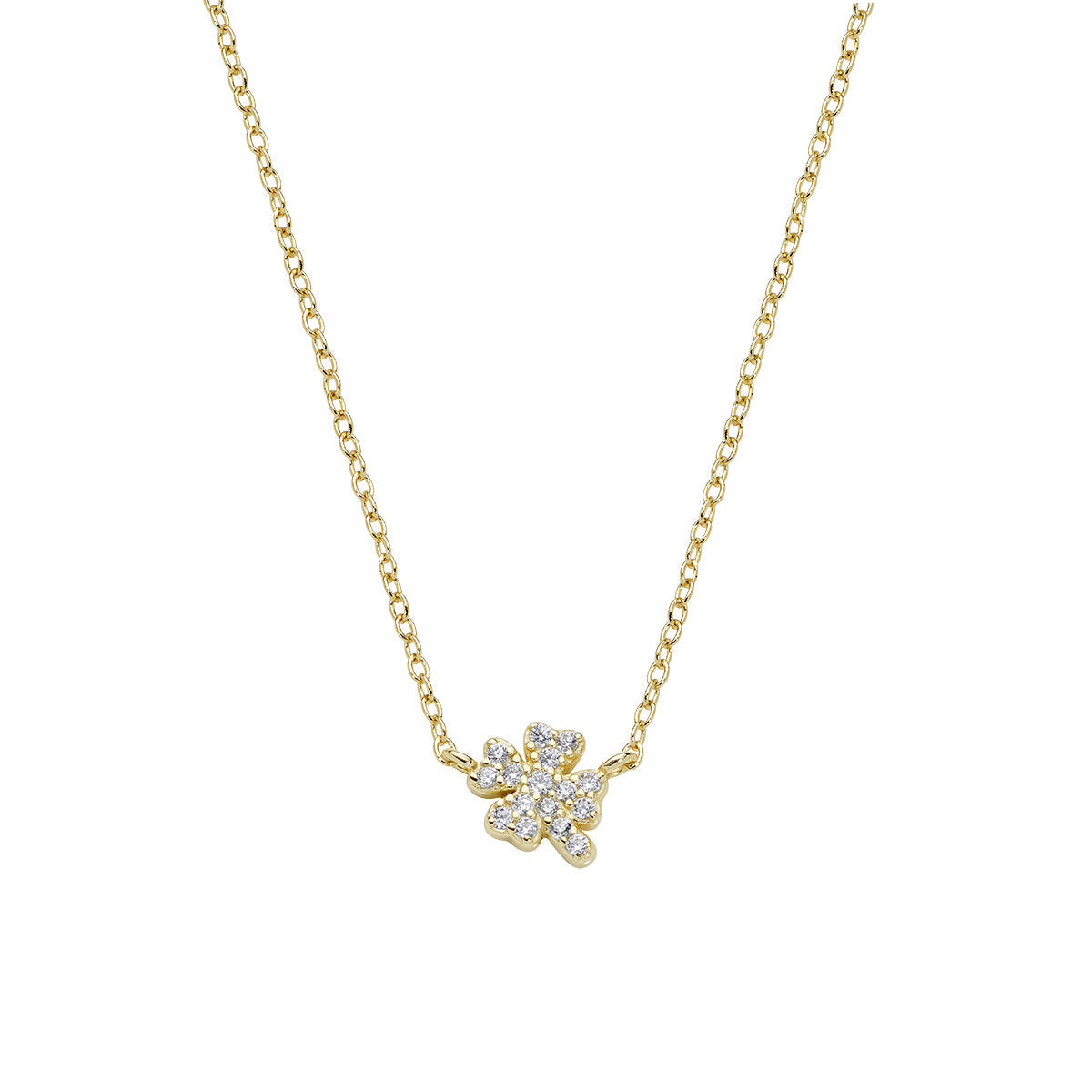 Collana Mini Quadrifoglio Pavé Dorata