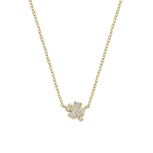 Collana Mini Quadrifoglio Pavé Dorata