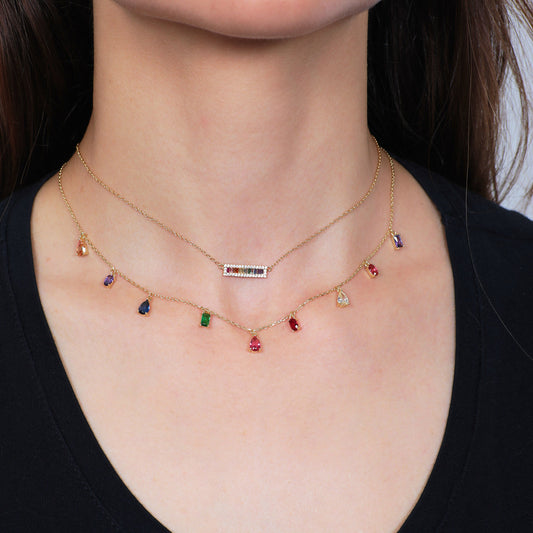 Collana Chandelier Arcobaleno Dorata