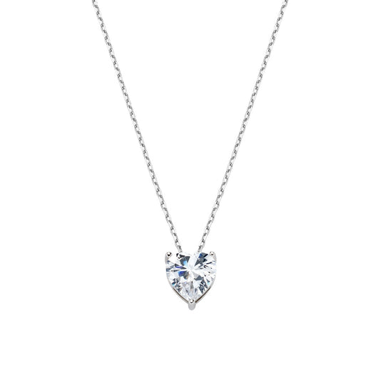 Collana Solitario Cuore Bianco