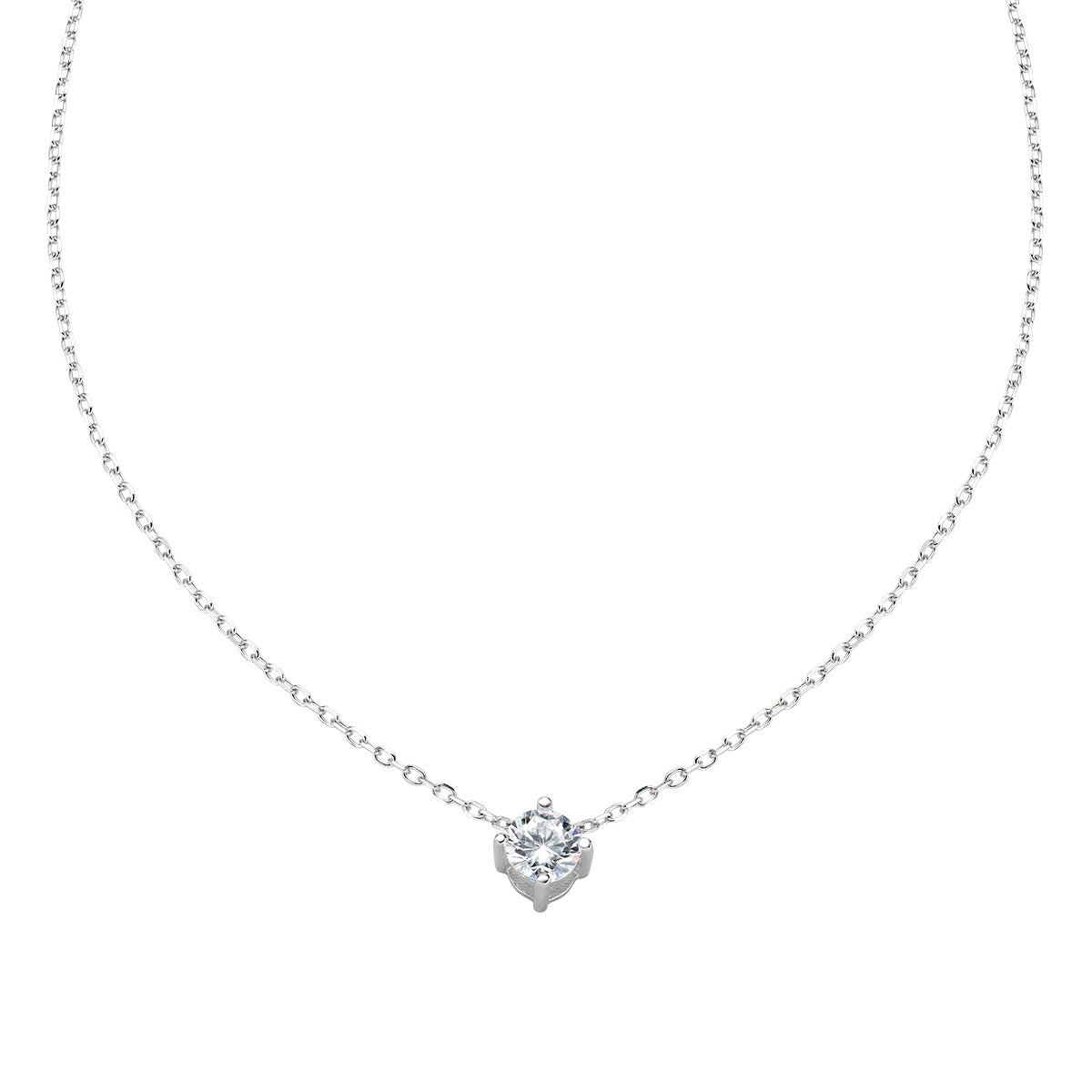 Collana Solitario Bianco 4 mm